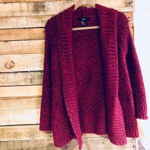 Women's Size Small Wine Colored Cozy Cardigan